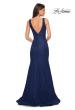 Picture of: Stretch Lace Prom Dress with Plunging Neckline in Navy, Style: 27464, Detail Picture 4