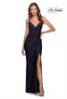 Picture of: Ruched Jersey Prom Dress with Tie Up Back in Navy, Style: 28421, Detail Picture 4