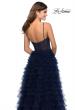 Picture of: Layered Tulle Prom Dress with Sheer Rhinestone Top in Navy, Style: 28788, Detail Picture 4