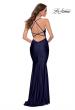Picture of: On Trend Jersey Long Dress with Ruching on Bodice in Navy, Style 29873, Detail Picture 4