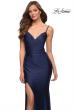 Picture of: Rhinestone Jersey Gown with Wrap Style Front in Navy, Style 29938, Detail Picture 4