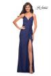 Picture of: Jersey Long Dress with Ruched Design on Front Waist in Blue, Style: 30462, Detail Picture 4