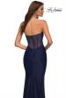 Picture of: Sweetheart Strapless Rhinestone Encrusted Gown in Navy, Detail Picture 4