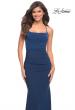 Picture of: Ruched Net Jersey Gown with Square Neckline in Blue, Style: 30493, Detail Picture 4