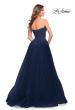 Picture of: Tulle and Lace Ballgown with High Slit and Pockets in Navy, Style: 30592, Detail Picture 4