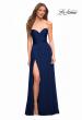 Picture of: Simple Strapless Jersey Dress with High Slit in Navy, Style: 30700, Detail Picture 4