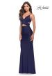 Picture of: Cut Out Long Soft Jersey Dress with Criss Cross Bodice in Navy, Style: 31360, Detail Picture 4