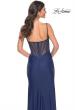 Picture of: Chic Jersey Dress with Ruching and Illusion Back in Blue, Style: 32287, Detail Picture 4