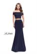 Picture of: Form Fitting Off the Shoulder Jersey Mermaid Dress in Navy, Style: 25578, Detail Picture 5