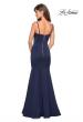 Picture of: Fitted Long Dress with Seams and Large Gold Zipper in Navy, Style: 27524, Detail Picture 5