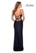 Picture of: Ruched Jersey Prom Dress with Tie Up Back in Navy, Style: 28421, Detail Picture 5