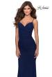 Picture of: Fitted Jersey Long Dress with Lace Up Back in Navy, Style: 28541, Detail Picture 5