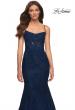 Picture of: Mermaid Lace Gown with Sheer Bodice and Open Back in Blue, Style: 30467, Detail Picture 5