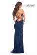 Picture of: Ruched Net Jersey Gown with Square Neckline in Blue, Style: 30493, Detail Picture 5