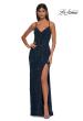 Picture of: Beautiful Beaded Evening Gown with V Neckline and Open Back in Navy, Style: 33054, Detail Picture 5