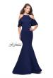 Picture of: Form Fitting Satin Mermaid Dress with Shoulder Cutouts in Navy, Style: 26145, Detail Picture 6
