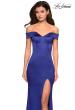 Picture of: Form Fitting Off the Shoulder Satin Prom Dress in Navy, Style: 27752, Detail Picture 6