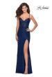 Picture of: Lace Prom Gown With Sheer Bodice and Tie Up Back in Navy, Style: 28534, Detail Picture 6