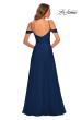 Picture of: Off the Shoulder Chiffon Dress with Scoop Back in Navy, Style: 28942, Detail Picture 6