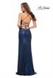 Picture of: Metallic Jersey Long Prom Dress with Lace Up Back in Navy, Style 29915, Detail Picture 6