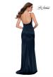 Picture of: Fitted Stretch Satin Dress with Scoop Back in Navy, Style 29945, Detail Picture 6