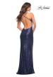 Picture of: Long Stretch Sequin Dress in Jewel Tones with Open Back in Blue, Style: 30287, Detail Picture 6