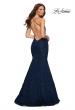 Picture of: Mermaid Lace Gown with Sheer Bodice and Open Back in Blue, Style: 30467, Detail Picture 6