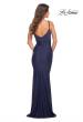 Picture of: Luxe Simple Jersey Gown with Draped Neckline in Navy, Detail Picture 6
