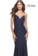 Picture of: Rhinestone Jersey Mermaid Gown with Open Back in Navy, Style: 31220, Detail Picture 6