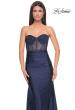 Picture of: Rhinestone Embellished Gown with Ruched Skirt in Navy, Style: 32316, Detail Picture 6