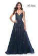 Picture of: Fabulous A-Line Gown Embellished with Sequin Beaded Applique in Jewel Tones in Navy, Style: 32346, Detail Picture 6
