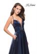 Picture of: Satin A-line Gown with Deep V Sweetheart Neckline in Navy, Style: 25670, Detail Picture 7