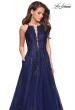Picture of: Tulle Prom Dress with Lace Bodice and Strappy Back in Navy, Style: 27143, Detail Picture 7