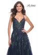 Picture of: Fabulous A-Line Gown Embellished with Sequin Beaded Applique in Jewel Tones in Navy, Style: 32346, Detail Picture 7