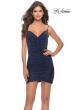 Picture of: Center Ruched Party Dress with V-shaped Neckline in Navy, Style: 29262, Detail Picture 1