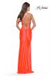 Picture of: Neon Prom Dress with Side Cutouts and Open Tie Back in Neon Coral, Style: 31400, Style: 31400
