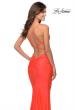 Picture of: Neon Prom Dress with Ruching and Strappy Back in Neon Coral, Style: 29020, Back Picture