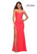 Picture of: Jeweled Rhinestone Strap Long Prom Dress in Neon in Neon Coral, Detail Picture 1