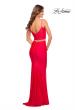 Picture of: Neon Two Piece Jersey Long Prom Dress in Neon Coral, Style: 30678, Detail Picture 2
