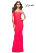 Picture of: Jeweled Modified Scoop Neck Jersey Dress with Open Back in Bright Colors in Neon Coral, Style: 31414, Detail Picture 3
