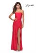 Picture of: Strapless Gown With Double Criss Cross Open Back in Neon Coral, Style: 28944, Detail Picture 4