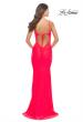 Picture of: Jeweled Modified Scoop Neck Jersey Dress with Open Back in Bright Colors in Neon Coral, Style: 31414, Detail Picture 4