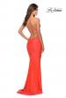 Picture of: Neon Prom Dress with Ruching and Strappy Back in Neon Coral, Style: 29020, Detail Picture 5