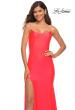 Picture of: Jeweled Rhinestone Strap Long Prom Dress in Neon in Neon Coral, Detail Picture 5