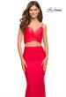 Picture of: Neon Two Piece Jersey Long Prom Dress in Neon Coral, Style: 30678, Detail Picture 5