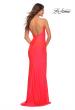 Picture of: Jeweled Rhinestone Strap Long Prom Dress in Neon in Neon Coral, Detail Picture 6