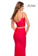 Picture of: Neon Two Piece Jersey Long Prom Dress in Neon Coral, Style: 30678, Detail Picture 6