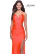 Picture of: Neon Prom Dress with Side Cutouts and Open Tie Back in Neon Coral, Style: 31400, Style: 31400