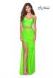 Picture of: Two Piece Long Prom Dress with Ruched Detailing in Neon Green, Style: 28472, Main Picture