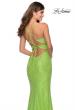 Picture of: Stretch Lace Dress with Lace Up Back and Rhinestones in Neon Green, Style: 28632, Back Picture